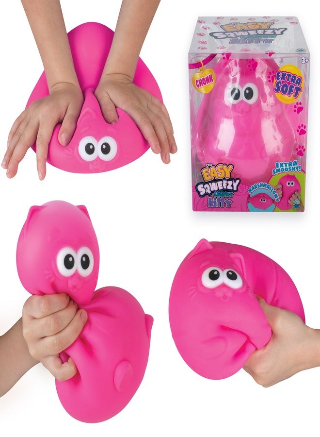 The Orb Factory ORB Easy Sqweezy Chonk the Chunky Kitty - Squeeze this Big, Pink, Fun, Squishy, Slow Rising, and Extra Soft Chubby Cat for Stress Relief - New Sensory / Fidget Novelty Toy and Gift for Kids and Adults - Image 1